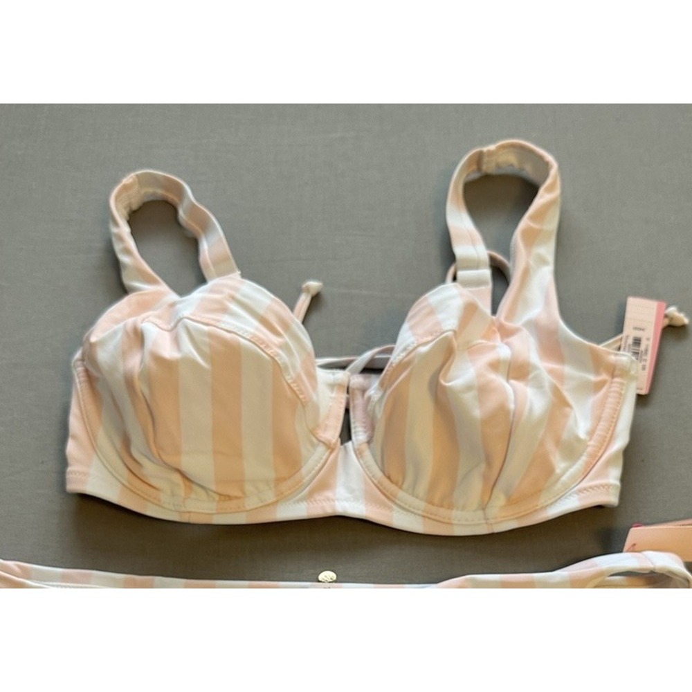 Victoria's Secret 34DD Pink & White Stripe Unlined Bikini Swim Top